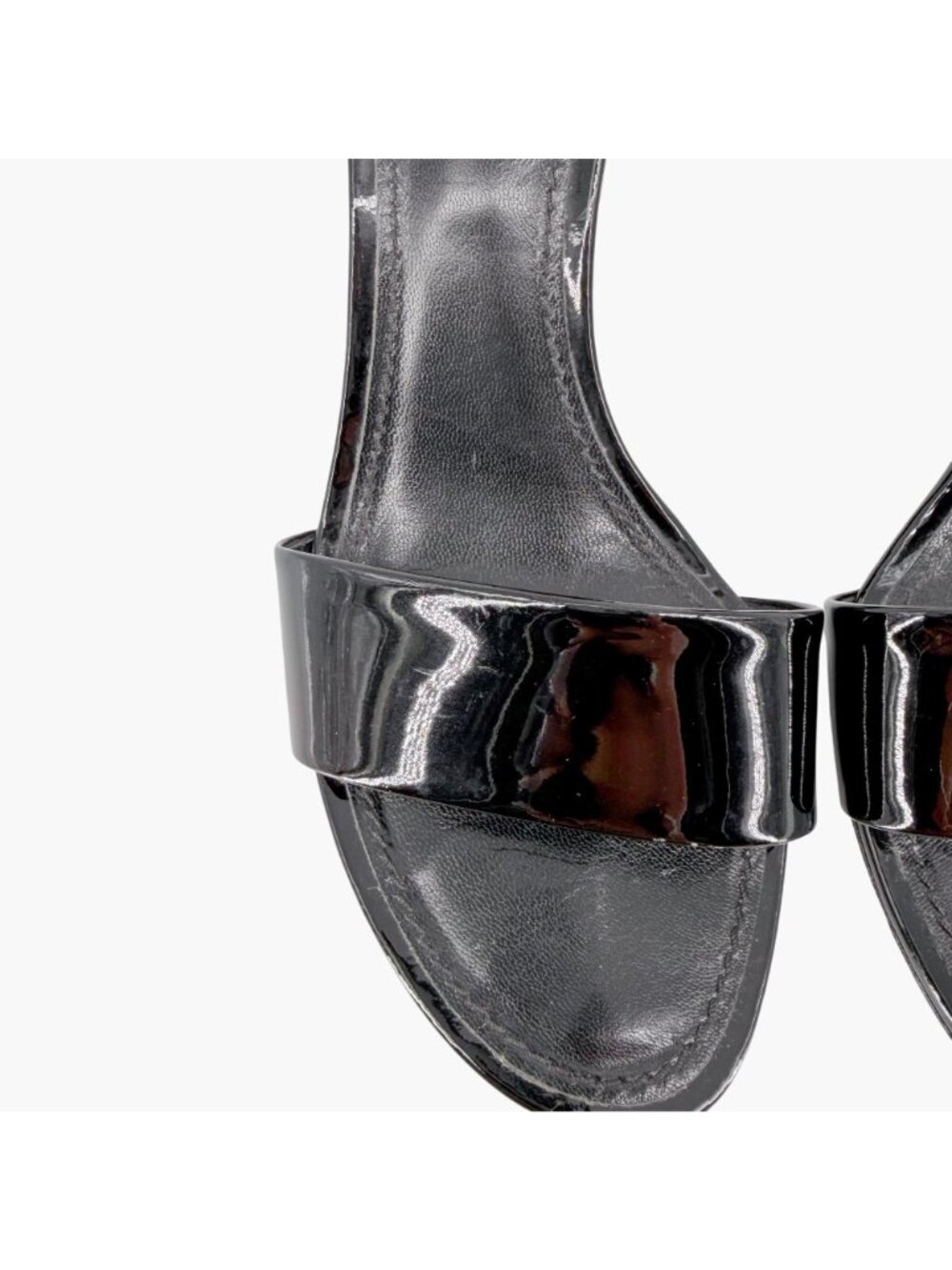 Louis Vuitton Silver Light LV Block Heel Sandals Black Patent Size 38.5 US 8.5 - Picture 4 of 15